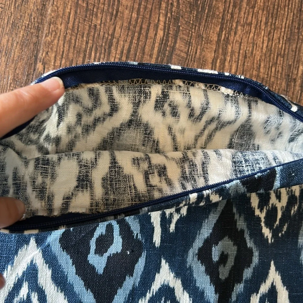 Navy and White Ikat Pattern Pillow Cover